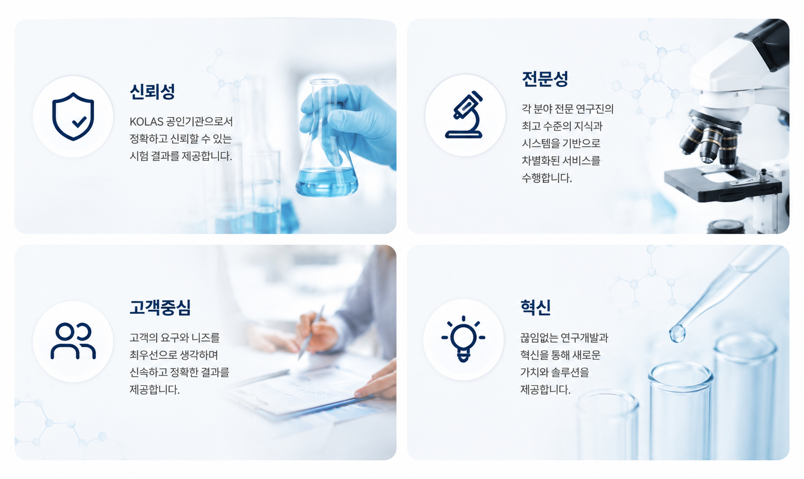 Core Values - Reliability, Expertise, Client-Focus, Innovation